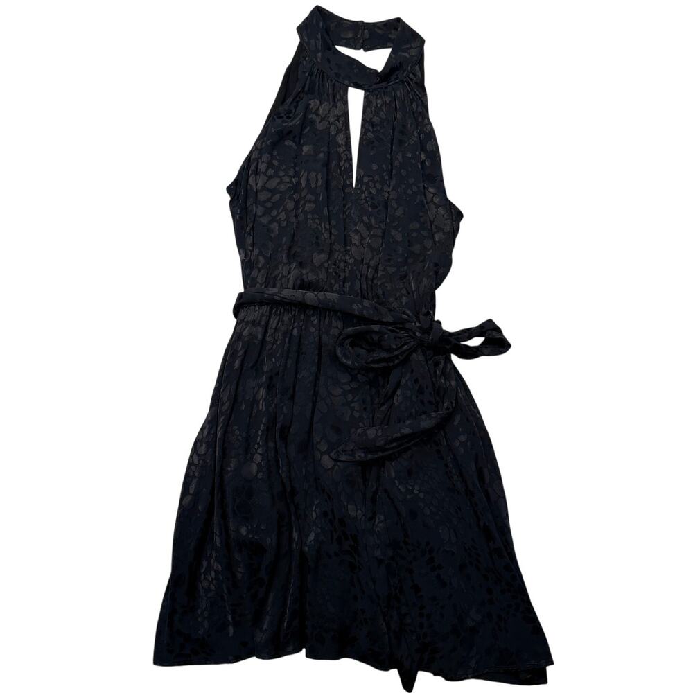 Anthropologie Halter Mini Dress XL Petite Black Jacquard Cocktail Party NWT - Picture 2 of 12